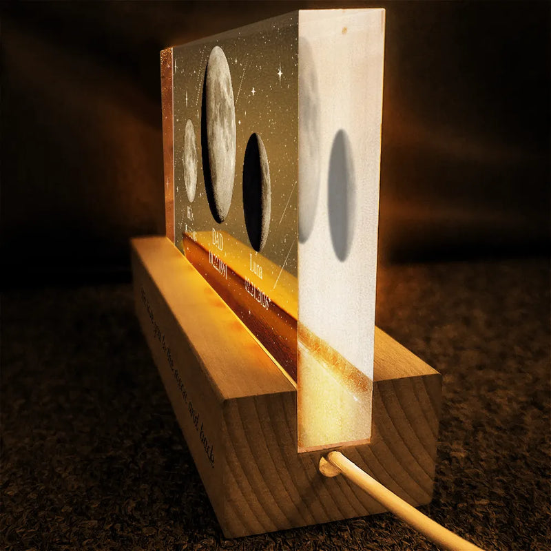 Gift For Mother,Gift For Grandma,Gift For Father,Gift For Grandpa,Love - Moon Phase We Love You To The Moon And Back - Personalized Rectangle LED Light