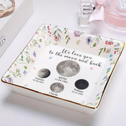 Gift For Mother,Gift For Grandma,Love,Non-Eng,Moon Phase - Moon Phase We Love You To The Moon And Back - Personalized Ring Dish