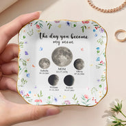 Gift For Mother,Gift For Grandma,Love,Non-Eng,Moon Phase - Moon Phase We Love You To The Moon And Back - Personalized Ring Dish