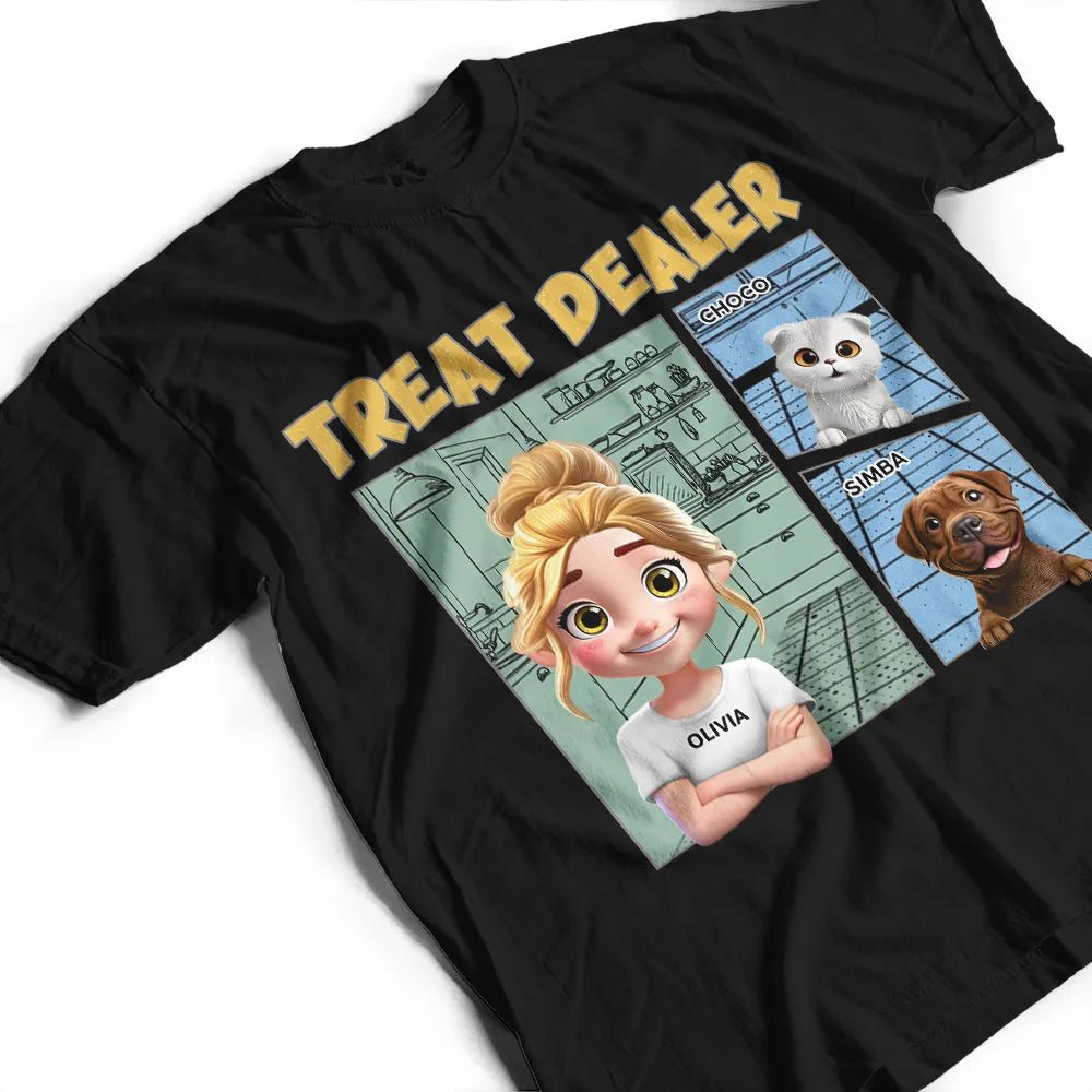 Pet Dad,Pet Lovers,Pet Mom,Funny - More Color Funny Comic Pet Lover Treat Dealer Cute Dog Cat - Personalized T Shirt - Personalized T Shirt