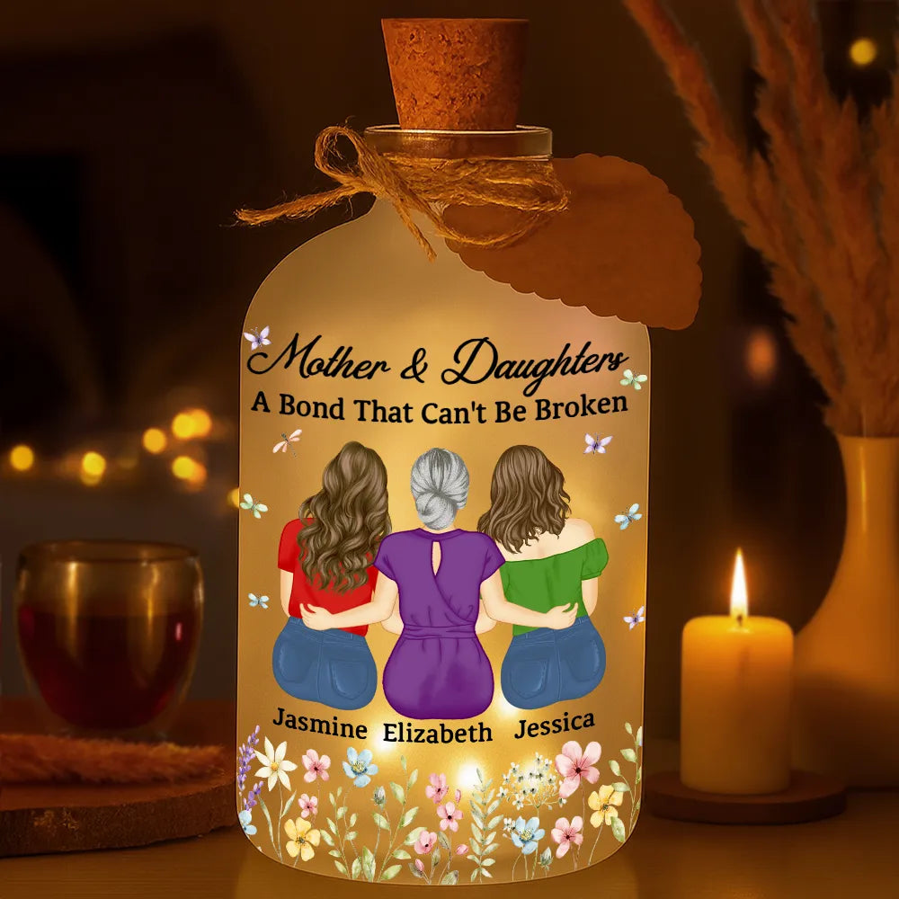 Mother And Daughter A Bond That Can't Be Broken - Personalized Short Bottle Light