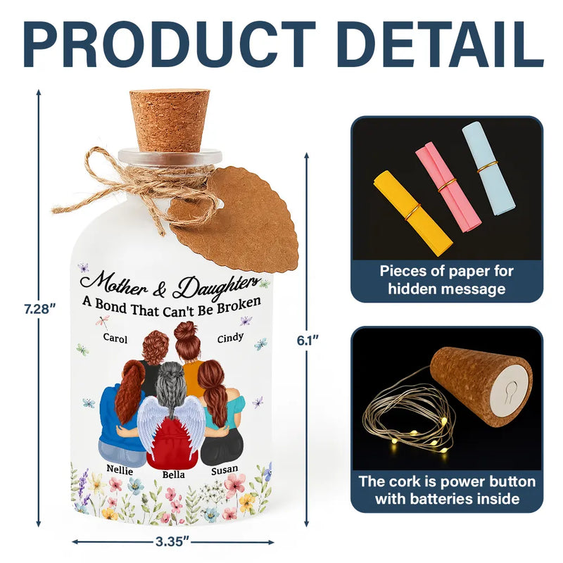 Gift For Mother, Gift For Daughter, Mom - Daughters (Adult), Love - Mother And Daughter A Bond That Can't Be Broken - Personalized Short Bottle Light