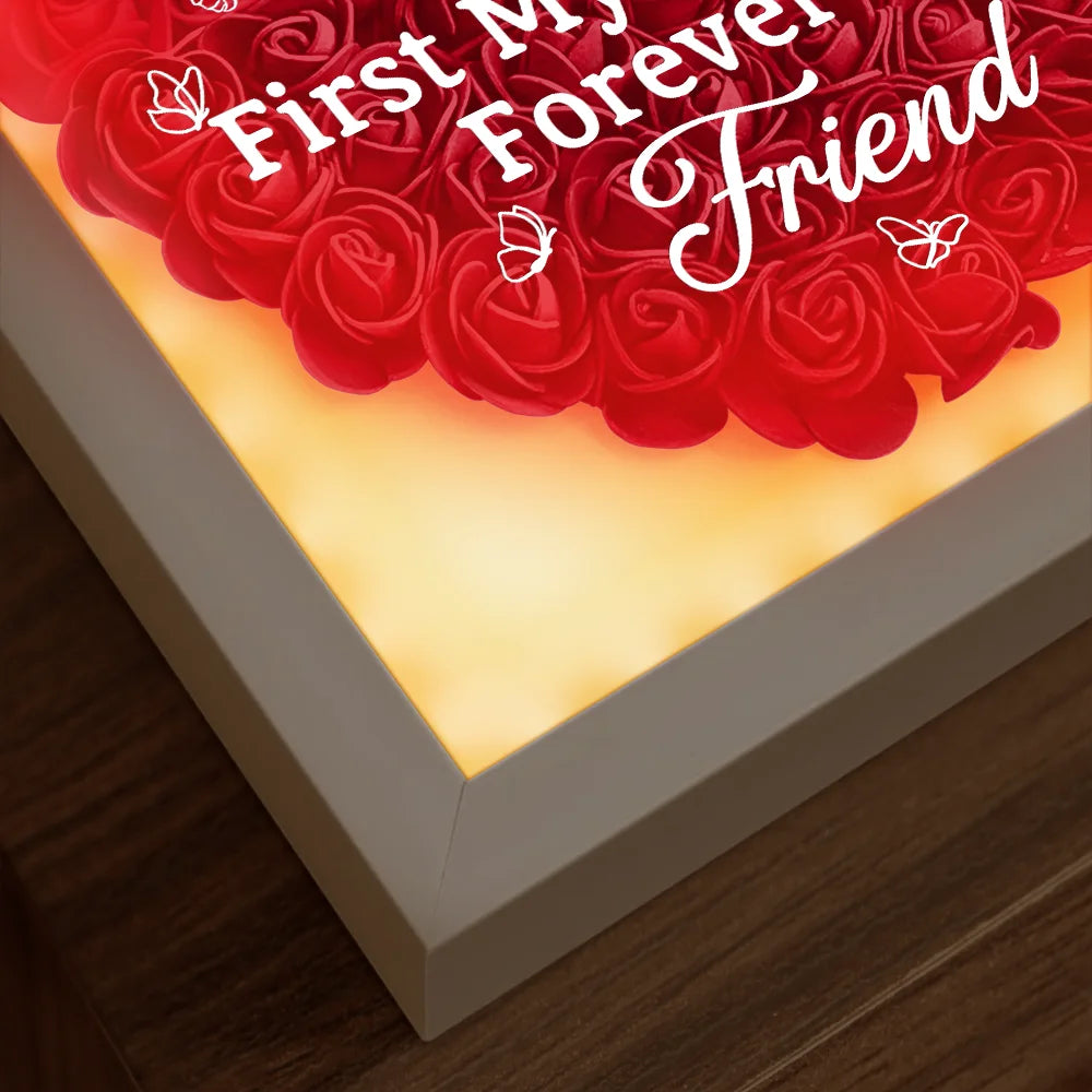 Gift For Mother, Dad - Daughters (Adult), Dad - Daughters (Young), Gift For Daughter, Love - Mother And Daughter Forever Linked Together - Personalized LED Light Flower Shadow Box