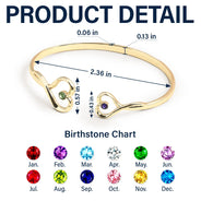 Sisters Will Always Be Connected By Heart - Personalized Gem Heart Cuff Bracelet
