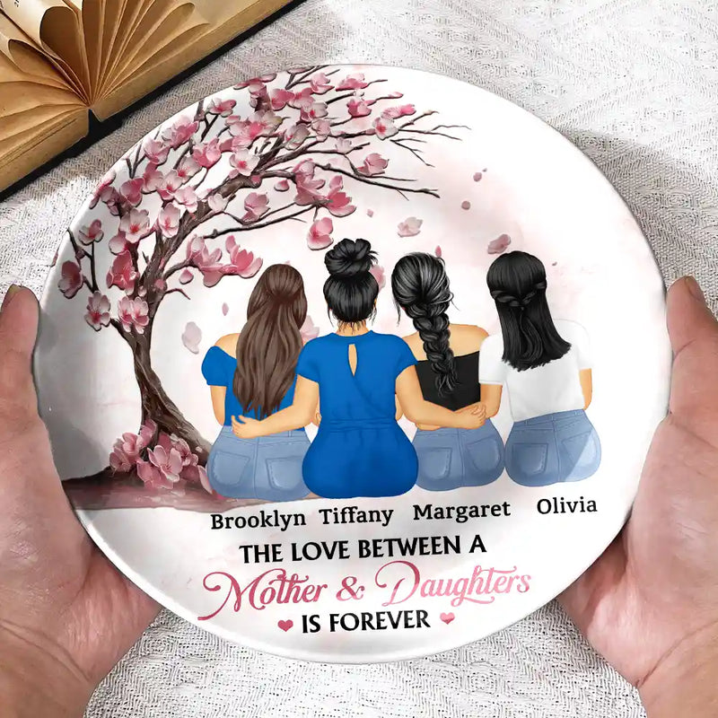 Gift For Mother,Mom,Daughters - Mother And Daughters Forever Linked Together - Personalized Ceramic Plate
