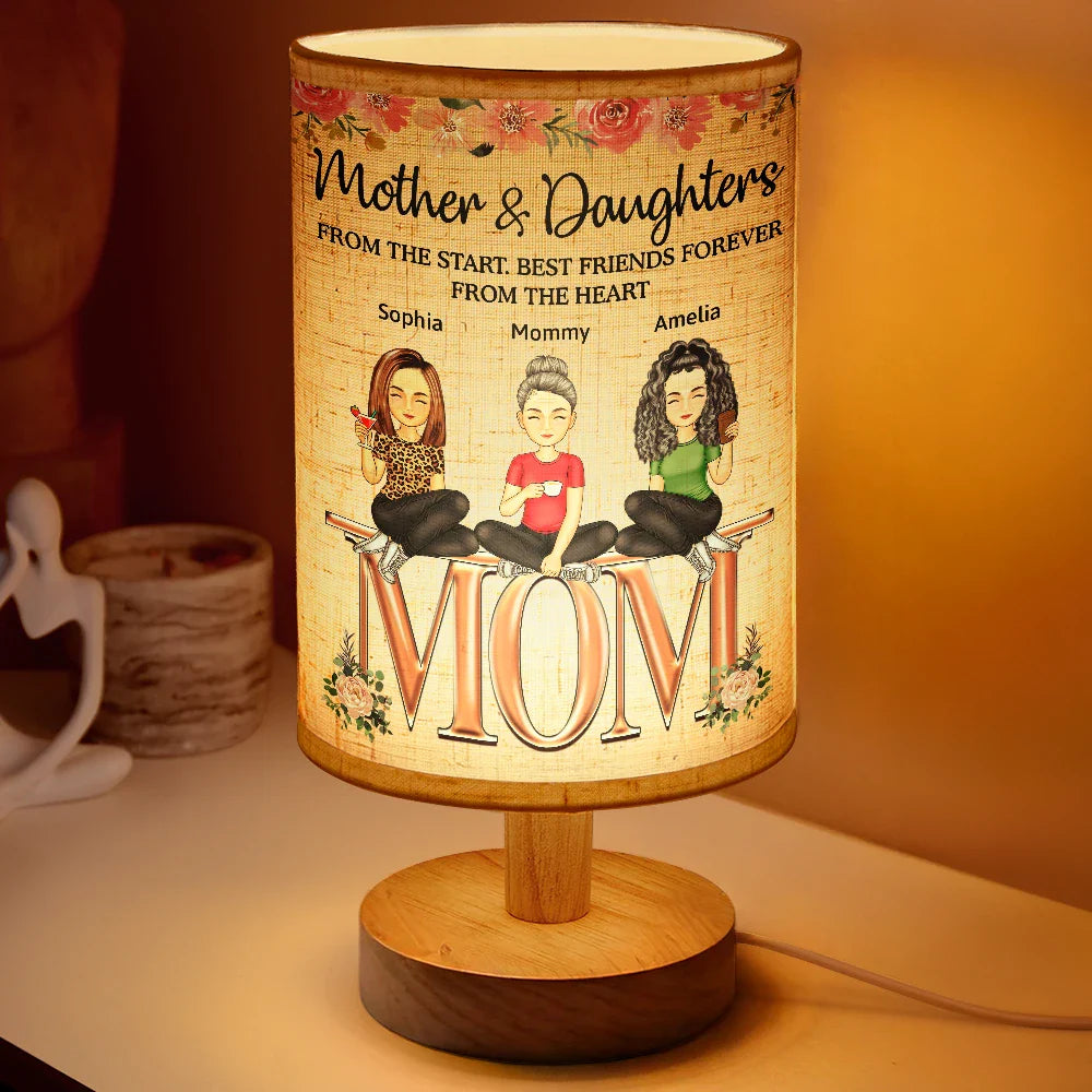 Mother And Daughters From The Start - Personalized Fabric Lamp