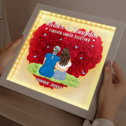 Gift For Mother,Mom - Daughters (Adult),Happy - Mother Daughter Forever Linked Together - Personalized LED Light Flower Shadow Box