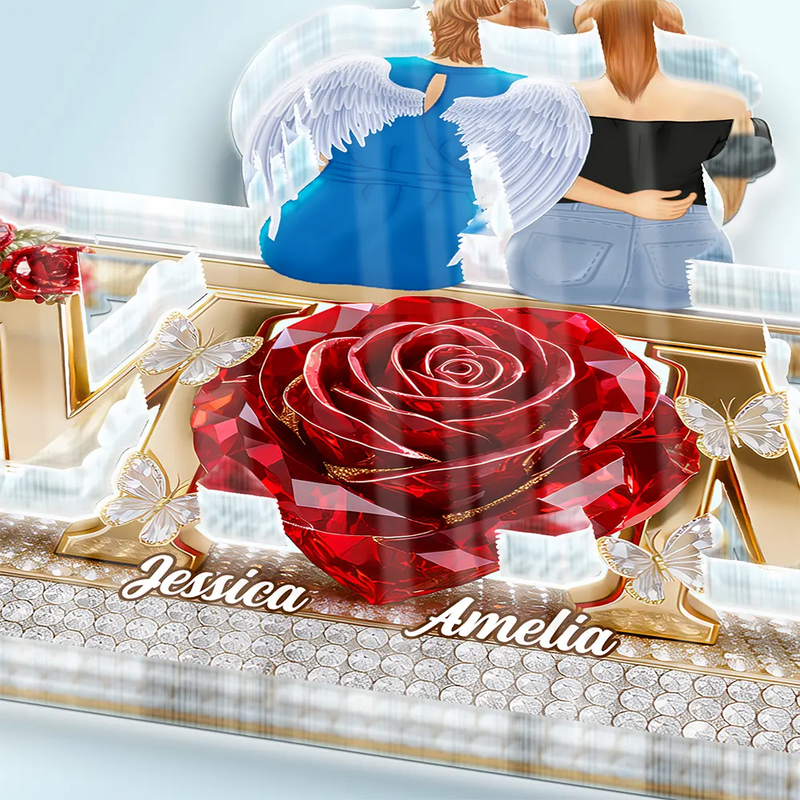 Gift For Mother,Mom - Daughters (Adult),Happy - Mother Daughter Forever Together - Personalized Custom Shaped Acrylic Plaque