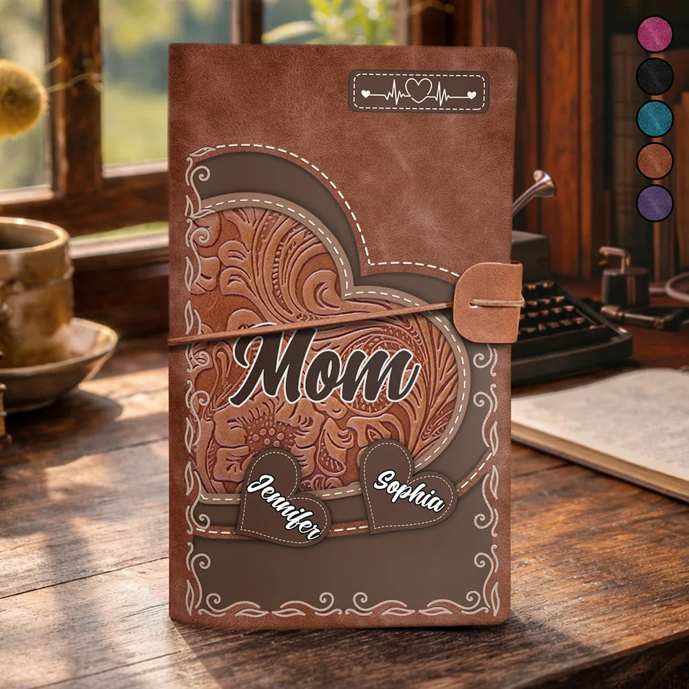 Gift For Mother,Gift For Grandma,Happy,Love - Mother Little Sweethearts Embossed Effect - Personalized Leather Vintage Journal