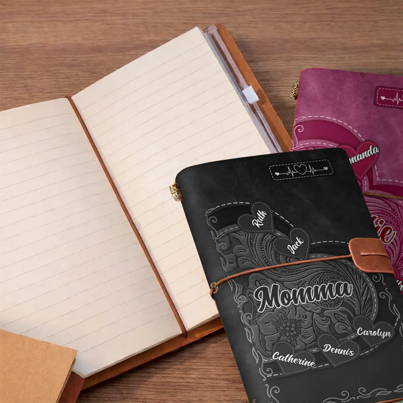 Gift For Mother,Gift For Grandma,Happy,Love - Mother Little Sweethearts Embossed Effect - Personalized Leather Vintage Journal