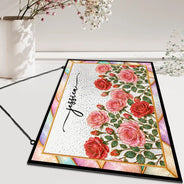 Gift For Yourself, Gift For Women, Summer, Cozy, Icon, Special Font - Mother Of Pearl Birth Flower Blooming In Love - Personalized Horizontal Stained Glass Suncatcher
