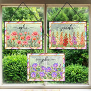Gift For Yourself, Gift For Women, Summer, Cozy, Icon, Special Font - Mother Of Pearl Birth Flower Blooming In Love - Personalized Horizontal Stained Glass Suncatcher