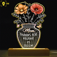 Gift For Mother,Love - Mother Thanks For Helping Us Bloom Birth Flower - Personalized 3D Led Light Wooden Base