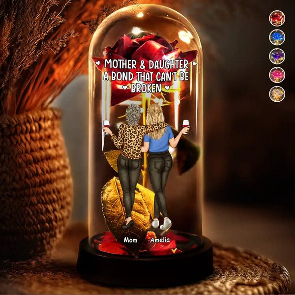 Gift For Mother, Gift For Daughter, Gift For Women, Happy - Mother & Daughter A Bond That Can't Be Broken - Personalized Everlasting Rose Dome Lamp