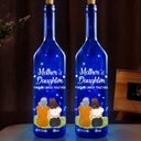 Mom - Daughters (Adult),Gift For Mother,Love - Mother & Daughter Forever Linked Together - Personalized Blue Bottle Light