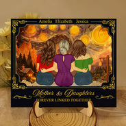 Gift For Mother, Dad - Daughters (Adult), Gift For Daughter, Love - Mother & Daughters Forever Linked Together - Personalized LED Light Wooden Plaque