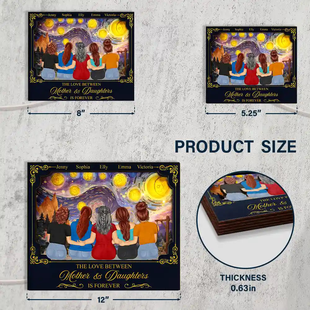 Gift For Mother, Dad - Daughters (Adult), Gift For Daughter, Love - Mother & Daughters Forever Linked Together - Personalized LED Light Wooden Plaque