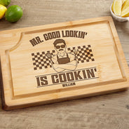 Gift For Husband, Gift For Yourself, Gift For Boyfriend, Gift For Men, Gift For Father, Dad's Hobby, Gift For Grandpa, Grandpa's Hobby, Cooking, Grilling - Mr. Good Lookin' Is Cookin' - Personalized Wooden Cutting Board