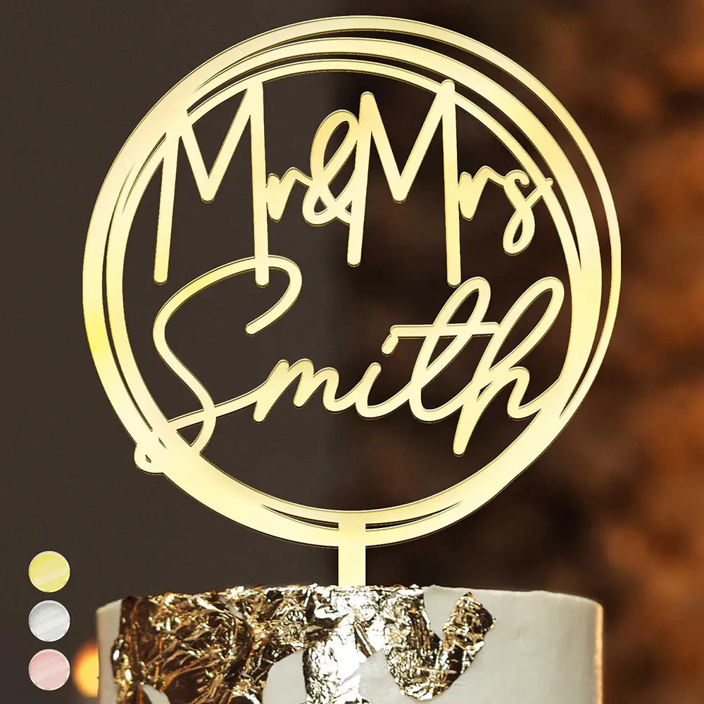 Mr & Mrs Wedding Gift For Newly Wed, Wedding Cake - Personalized Cake Topper