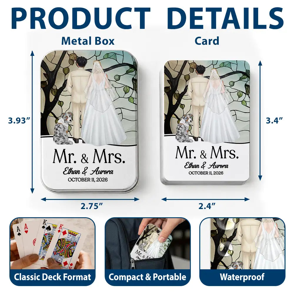 Pet Couple,Romantic,Pet Lovers,Gift For Couples,Wedding,Vector,Custom Text - Mr & Mrs Wedding Signing Book - Personalized Playing Cards