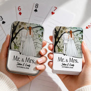 Pet Couple,Romantic,Pet Lovers,Gift For Couples,Wedding,Vector,Custom Text - Mr & Mrs Wedding Signing Book - Personalized Playing Cards