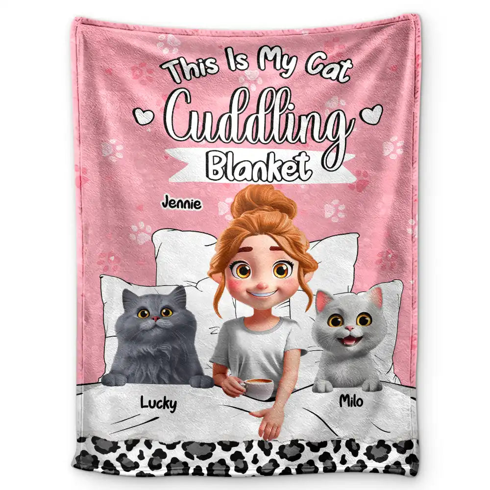 My Cat Cuddling Blanket - Personalized Fleece Blanket, Sherpa Blanket