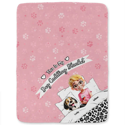 My Dog Cuddling Blanket Corner - Personalized Fleece Blanket, Sherpa Blanket