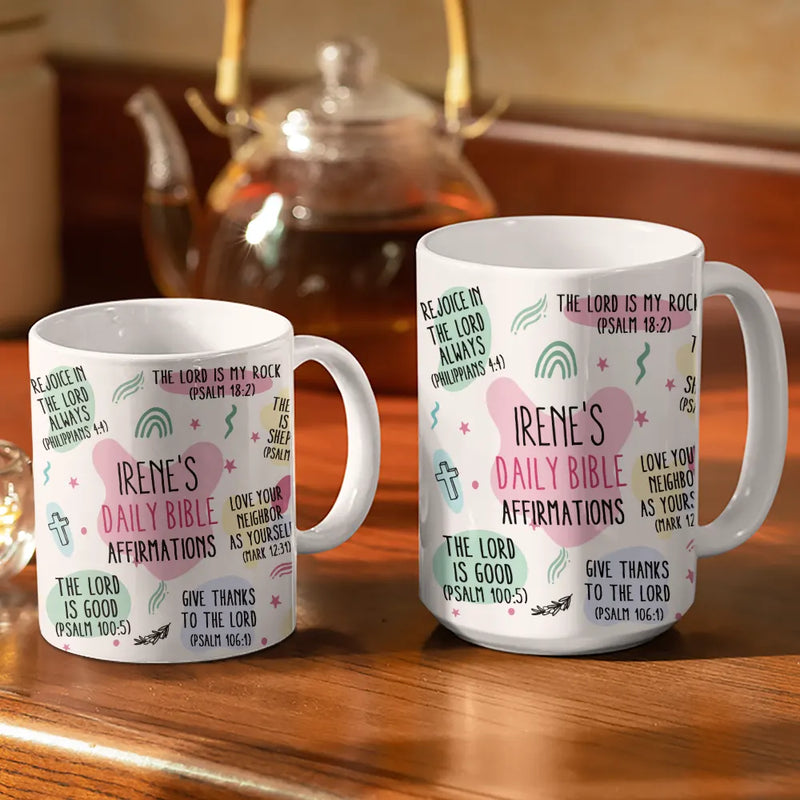Top Market,Love,Gift For Yourself,Gift For Women,Gift For Men,Christian,Non-Eng - My Daily Bible Affirmations - Personalized White Edge-to-Edge Mug