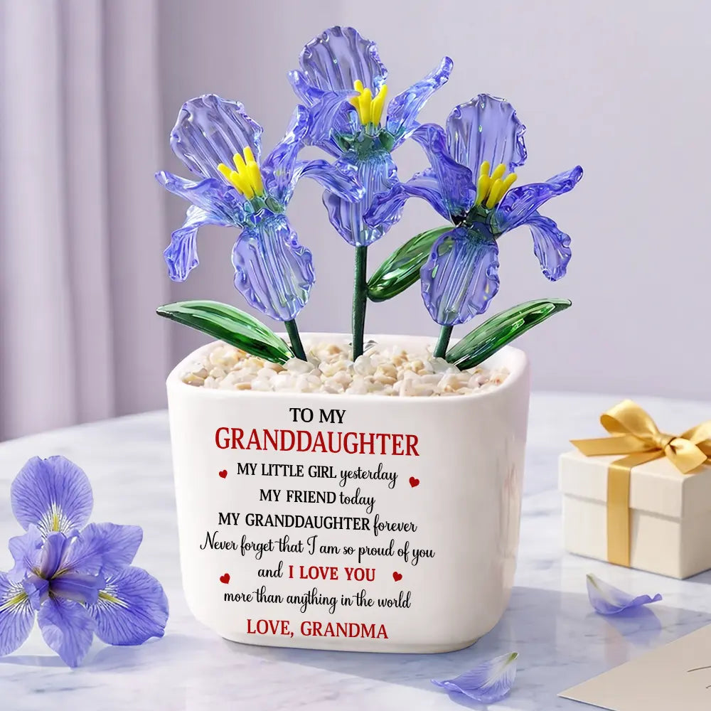 Mom - Daughters (Adult),Gift For Daughter,Love - My Daughter Forever - Personalized Glass Flower Plant Pot