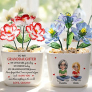 Mom - Daughters (Adult),Gift For Daughter,Love - My Daughter Forever - Personalized Glass Flower Plant Pot