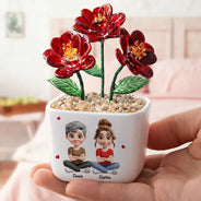 Mom - Daughters (Adult),Gift For Daughter,Love - My Daughter Forever - Personalized Glass Flower Plant Pot