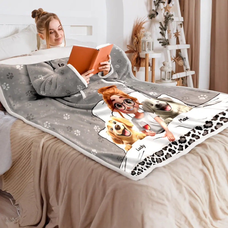 Dog Lovers,Funny - My Dog Cuddling Blanket - Personalized Wearable Blanket With Sleeves