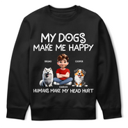 Dog Lovers,Funny - My Dog Make Me Happy - Personalized T Shirt