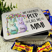 Funny,Gift For Mother,Gift For Grandma,Gift For Wife - My Favorite Peeps Call Me Grandma - Personalized Metal Biscuit Tin