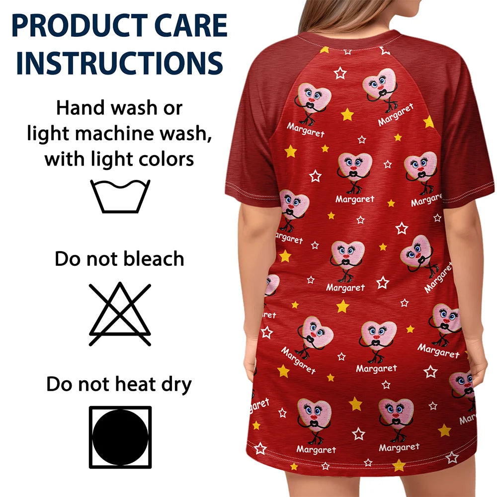 Happy,Gift For Wife,Gift For Mother,Gift For Grandma - This Grandma Belongs To Kids Pet Biscuits - Personalized Women's Sleep Tee