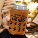 Gift For Grandpa,Top Market,Proud,Icon - My Favorite People Call Me Papa - Personalized Engraved Leather Can Cooler