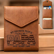Independence Day, Gift For Grandpa, Proud, Icon - My Favorite People Call Me Papa - Personalized Leather Slim Wallet