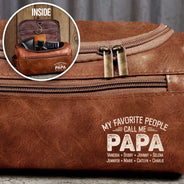 Gift For Father,Gift For Grandpa,Grandpa - Grandkids,Icon,Special Font,Proud - My Favorite People Call Me Papa - Personalized Leather Toiletry Bag