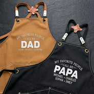 Gift For Husband,Gift For Father,Gift For Grandparents,Dad - Children,Gift For Grandpa,Non-Eng,Sentimental - My Favorite People Call Me Papa Daddy - Personalized Embroidered Apron