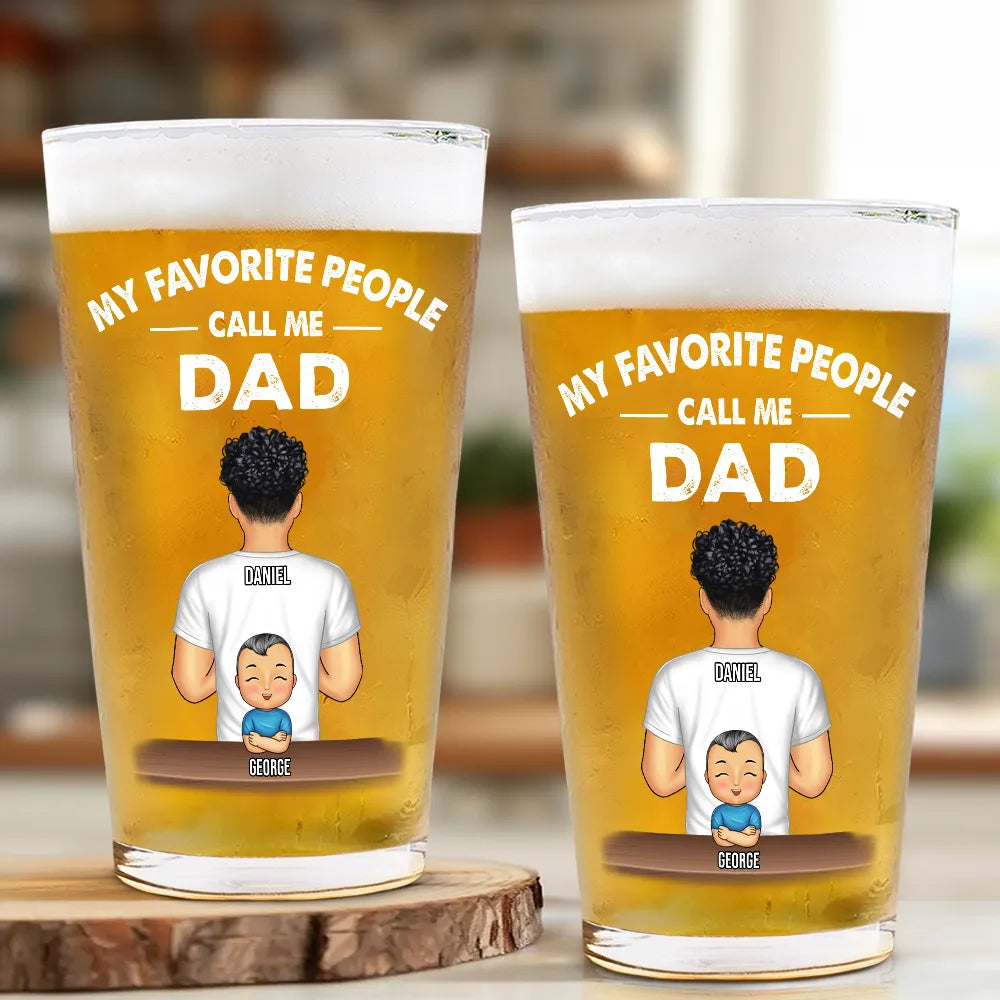 Gift For Grandpa,Grandpa - Grandkids,Non-Eng,Vector,Confident - My Favorite People Call Me Pop Pop Grandpa Dad - Personalized Beer Glass