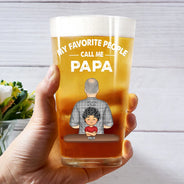 Gift For Grandpa,Grandpa - Grandkids,Non-Eng,Vector,Confident - My Favorite People Call Me Pop Pop Grandpa Dad - Personalized Beer Glass