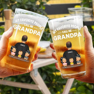 Gift For Grandpa,Grandpa - Grandkids,Non-Eng,Vector,Confident - My Favorite People Call Me Pop Pop Grandpa Dad - Personalized Beer Glass