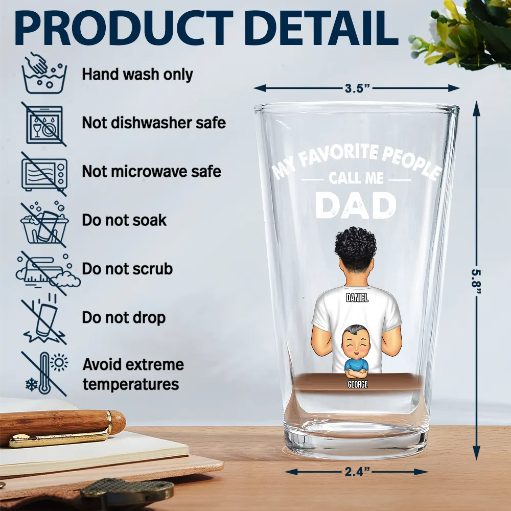 Gift For Grandpa,Grandpa - Grandkids,Non-Eng,Vector,Confident - My Favorite People Call Me Pop Pop Grandpa Dad - Personalized Beer Glass