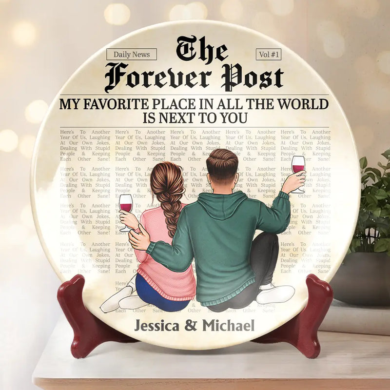 Gift For Couples,Gift For Husband,Gift For Wife,Gift For Boyfriend,Gift For Girlfriend,Love - My Favorite Place In All The World - Personalized Ceramic Plate