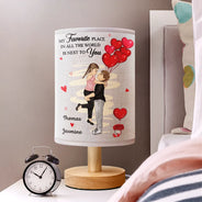 Gift For Couples, Gift For Husband, Gift For Wife, Gift For Boyfriend, Gift For Girlfriend, Happy - My Favorite Place In All The World - Personalized Fabric Lamp