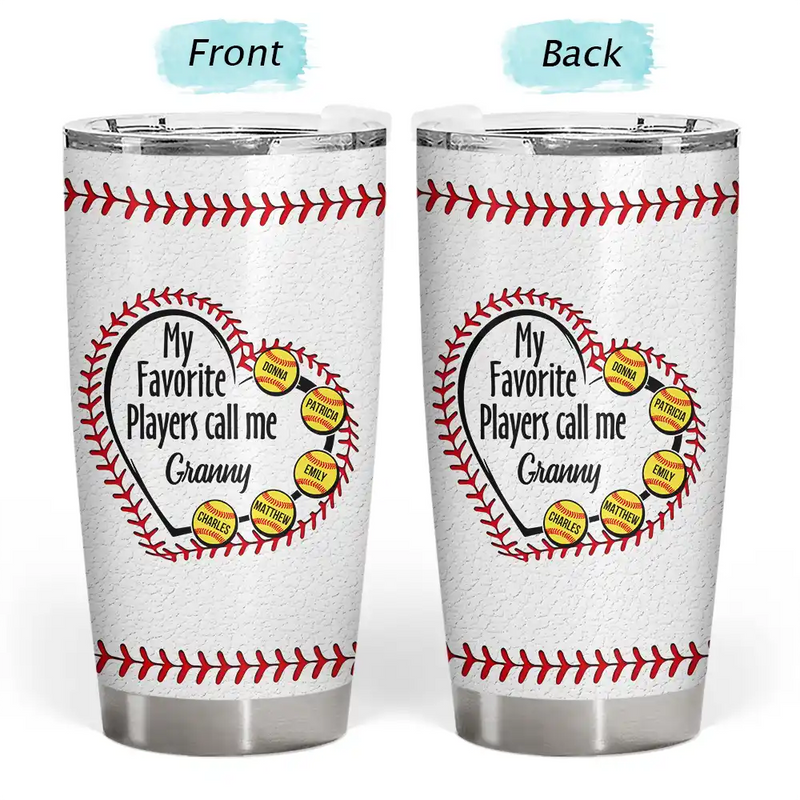 Gift For Grandma, Gift For Mother, Love, Happy - My Favorite Players Call Me Grandma Mom - Personalized Tumbler
