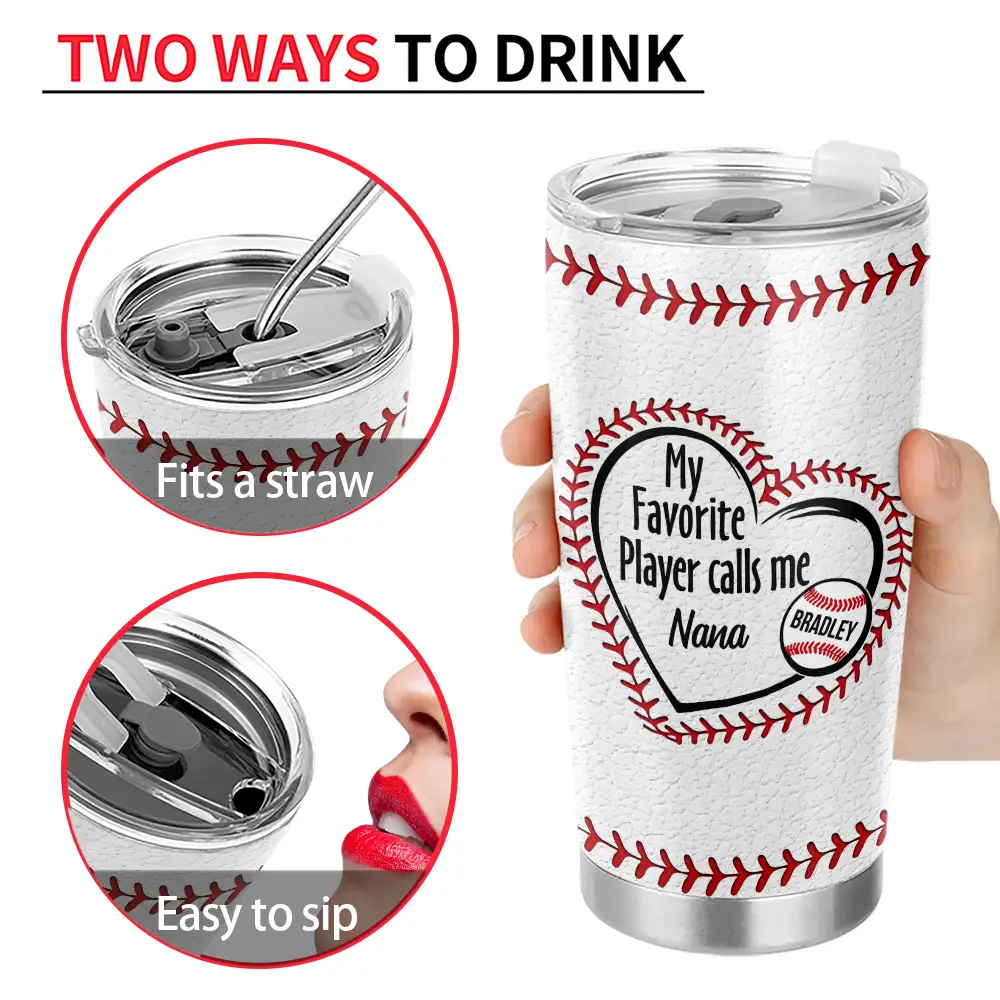 Gift For Grandma, Gift For Mother, Love, Happy - My Favorite Players Call Me Grandma Mom - Personalized Tumbler