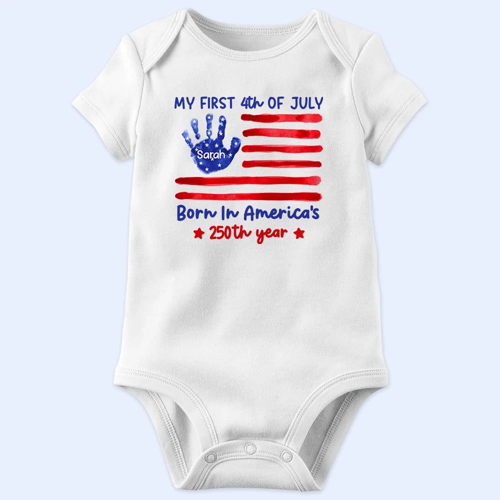Gift For Baby,America 250th,Independence Day,Adorable,Icon - My First 4th Of July Born In America's 250th Year - Personalized Baby Onesie