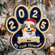 Pet Lovers,Pet Mom,Pet Dad,Pet Couple,Cat Lovers,Cat Mom,Cat Couple,Cat Dad,Dog Lovers,Dog Mom,Dog Dad,Dog Couple,Gift For Women,Gift For Men,Gift For Husband,Gift For Wife,Gift For Boyfriend,Gift For Girlfriend,Gift For Yourself,Happy,Christmas - My First Christmas Dog Cat 3D Effect - Personalized 2-Layered Mix Ornament