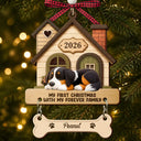 Christmas,Pet Lovers,Vector,Happy - My First Christmas In My Forever Home - Personalized Wooden Ornament With Tag